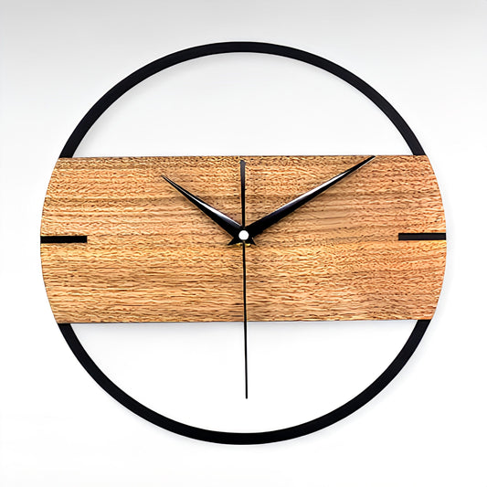 Horloge industrielle métal et bois | Avenue de l'horloge bois