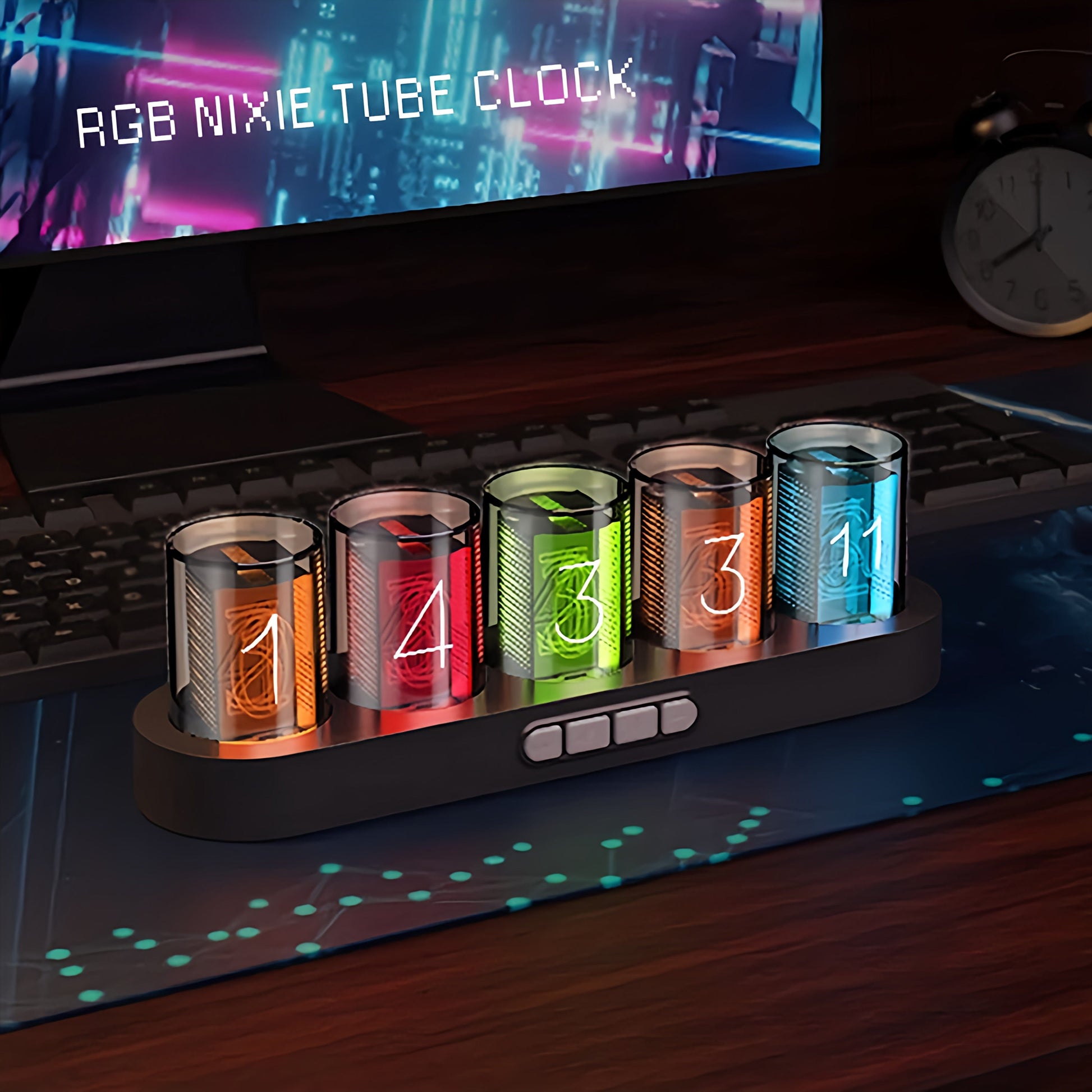 Horloge nixie RGB | Avenue de l'horloge noir